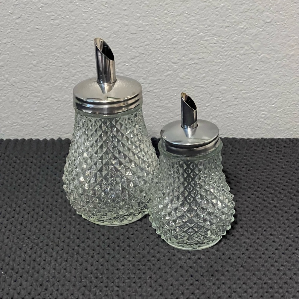 Vintage Diamond Point Clear Glass Sugar Shaker Dispenser Pourer Restaurant Style